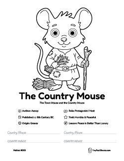 The country mouse fable worksheet with coloring page, facts, and handwriting practice for kids