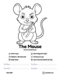 The mouse fable worksheet with coloring page, facts, and handwriting practice for kids