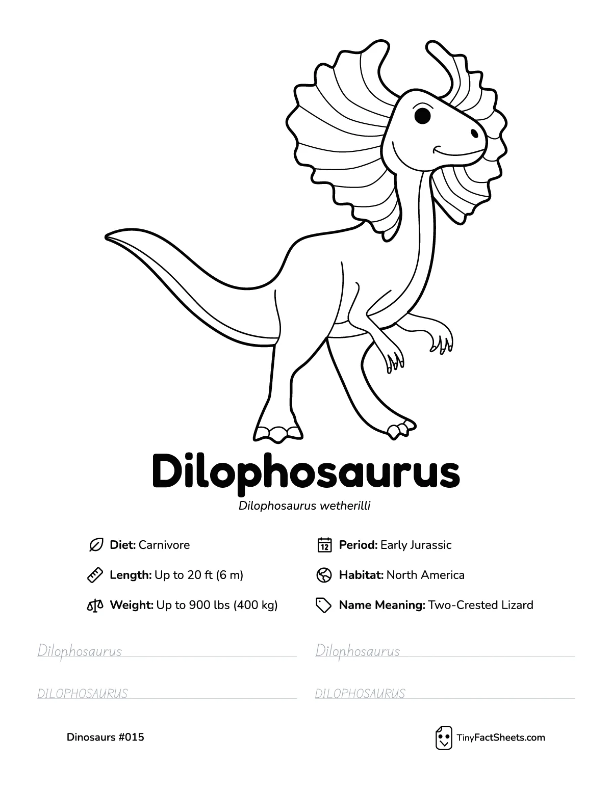 Dilophosaurus Dinosaur Worksheet